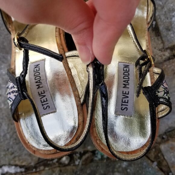 Steve Madden Lynbrook Cork Platform Wedge Sandals - Picture 9 of 12